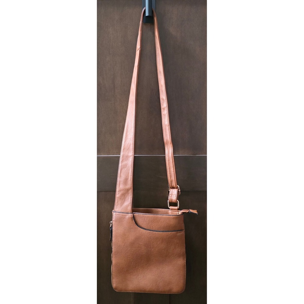 Coco + Carmen Cognac Brown Vegan Leather Crossbody Bag Brown Messenger Purse